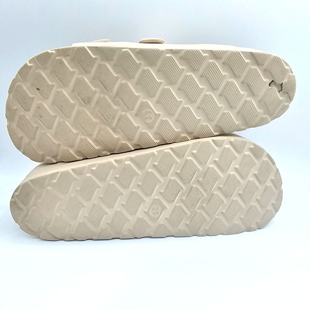 Women’s Cream Double Buckle Slides Size 39/8.5 Minimalist Comfort - Picture 11 of 11